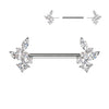 316L Surgical Steel Threadless Nipple Barbell with CZ Cluster