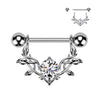 CZ Vine Dangle Nipple Barbell — 14G 316L Surgical Steel