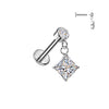316L surgical steel internally threaded flat back with bezel CZ and diamond CZ dangle – Silver | Cartilage, helix, lobe, conch, tragus, lip & labret | Pressha