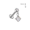 316L surgical steel threadless flat back stud with triple CZ push-in top – Silver | Pressha