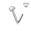 Heart CZ Prong Set Nose Stud – 20G & 18G 316L Surgical Steel L-Bend Nose Ring