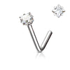 Square CZ Prong Set Nose Stud – 316L Surgical Steel L-Bend Nose Ring