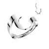 Swish wave clicker hoop in silver — 16G 316L surgical steel hinged cartilage ring by Pressha