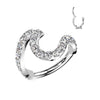 CZ wave hinged clicker hoop in silver, 16G 316L surgical steel for conch and helix piercings