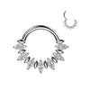 Marquise CZ Fan Septum & Daith Clicker Hoop in silver, ASTM F-136 implant grade titanium, 16G, 8mm/10mm