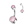 Implant-Grade Titanium Double Swarovski Belly Ring, Internally Threaded