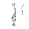 Pear CZ Dangle Belly Ring — Implant Grade Titanium