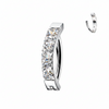 Pavé Square CZ Hinged Hoop Belly Ring – Implant Grade Titanium Navel Ring