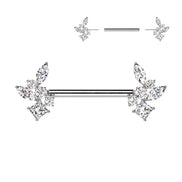316L Surgical Steel Threadless Nipple Barbell with CZ Cluster