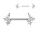 CZ Cluster Threadless Nipple Barbell in silver, 316L surgical steel, 14G, 9/16
