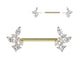 CZ Cluster Threadless Nipple Barbell in gold PVD, 316L surgical steel, 14G, 9/16