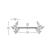 316L Surgical Steel Threadless Nipple Barbell with CZ Cluster