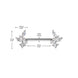 CZ Cluster Threadless Nipple Barbell size diagram in silver, 316L surgical steel, 14G, 9/16
