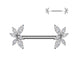 Marquise CZ Vine Threadless Nipple Barbell in silver, 316L surgical steel, 14G, 9/16