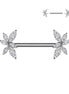316L Surgical Steel Threadless Nipple Barbell with Marquise CZ Vine Ends