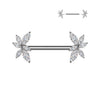 316L Surgical Steel Threadless Nipple Barbell with Marquise CZ Vine Ends