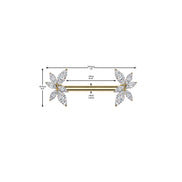 316L Surgical Steel Threadless Nipple Barbell with Marquise CZ Vine Ends