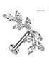 8 Marquise CZ Vine Top Flat Back Stud – 16G 316L Surgical Steel Threadless Push-In Earring