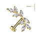 8 marquise CZ vine top threadless flat back stud in gold tone, 16G 316L surgical steel cartilage earring