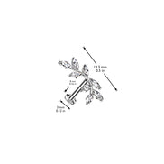 8 Marquise CZ Vine Top Flat Back Stud – 16G 316L Surgical Steel Threadless Push-In Earring