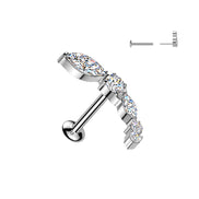 316L surgical steel threadless stud with convex base and CZ shape top – Silver | Cartilage, helix & conch | Pressha