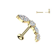 316L surgical steel threadless stud with convex base and CZ shape top – Gold | Cartilage, helix & conch | Pressha