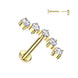 Curved 5-stone CZ threadless flat back stud in silver and 14K gold PVD, 16G ASTM F-136 implant grade titanium