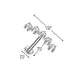 Size guide for curved 5-stone CZ flat back stud showing 16G threadless post dimensions