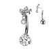Marquise CZ & Bezel Dangle Titanium Belly Button Ring – 14G ASTM F-136 Navel Barbell
