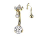 Marquise CZ & Bezel Dangle Titanium Belly Button Ring – 14G ASTM F-136 Navel Barbell