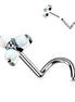 Prong Set Opal Trinity Nose Stud in silver, implant grade titanium, nose screw, 20G/18G