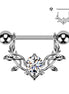 CZ Vine Dangle Nipple Barbell — 14G 316L Surgical Steel