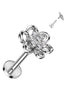 316L surgical steel internally threaded flat back with hollow flower CZ center top – Silver | Cartilage, helix, lobe & conch | Pressha