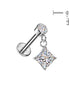 316L Flat Back Labret — Bezel & Diamond CZ Dangle