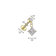 316L Flat Back Labret — Bezel & Diamond CZ Dangle