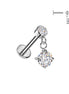 316L surgical steel threadless flat back stud with triple CZ push-in top – Silver | Pressha