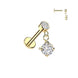 Solitaire CZ Dangle Flat Back Stud – 16G 316L Surgical Steel