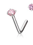 Round CZ Prong Set Nose Stud – 20G & 18G 316L Surgical Steel L-Bend Nose Ring