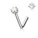 Square Princess Cut CZ Nose Stud in silver, 316L surgical steel, L-bend post, 18G/20G
