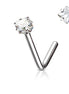 Square CZ Prong Set Nose Stud – 316L Surgical Steel L-Bend Nose Ring