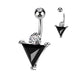 Dark Triangle CZ Belly Button Ring – 14G 316L Surgical Steel Navel Barbell