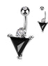 316L surgical steel dark triangle CZ belly button ring – Black/Silver | Pressha