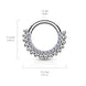 16G Hinged Segment Septum & Daith Clicker Hoop close-up in silver, 316L surgical steel, 8mm/10mm