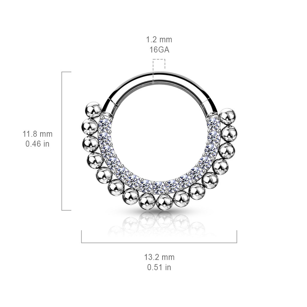 Hinged Segment Hoop Ring – 16G 316L Steel Septum & Daith