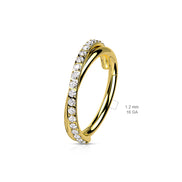 316L surgical steel criss-cross CZ pavé clicker hoop – lifestyle shot | Helix, cartilage, lobe & conch | Pressha