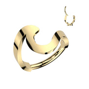 Swish wave clicker hoop in gold — 16G 316L surgical steel hinged cartilage ring by Pressha