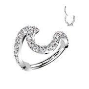 316L surgical steel CZ wave clicker ring – Silver | Conch, helix & cartilage | Pressha
