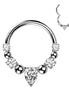 Ball & CZ Hinged Segment Hoop Ring with Teardrop CZ Center – 16G 316L Surgical Steel Septum & Daith Ring