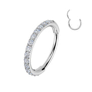 316L surgical steel 20G hinged segment hoop with outward pavé CZ – Silver | Pressha