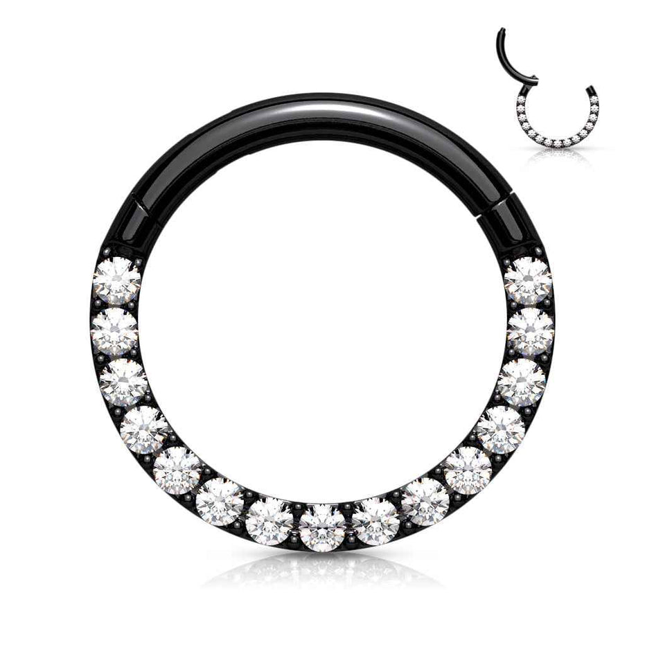 CZ Pavé Septum & Daith Clicker Hoop – 16G 316L Surgical Steel